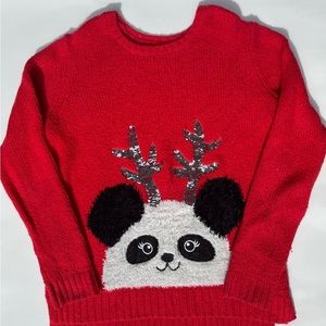 Justice- Panda Christmas Sweater with Flip Sequins